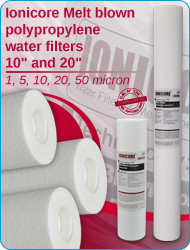 Ionicore Melt blown polypropylene water filter Housings Drop In filters Water Purifiers Reverse Osmosis filtration systems 
